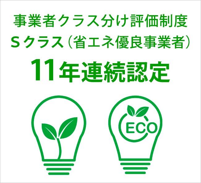 事業者クラス分け評価制度において 11年連続「Sクラス」評価獲得